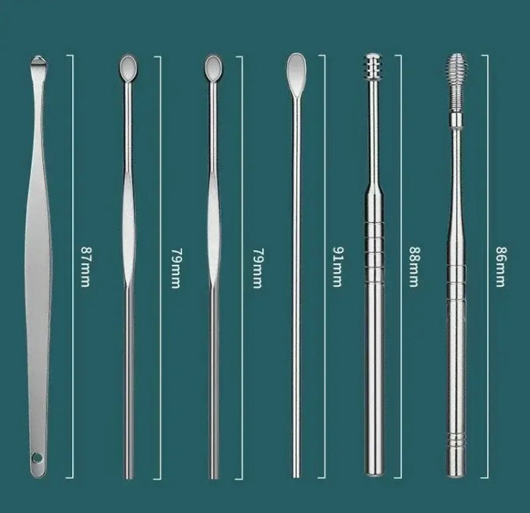 6Pcs Stainless Steel Ear Cleaner, Adult Ear Care Set, Ear Wax Remover Tool, Earpick Cleaning Tool Set 6Pcs Stainless Steel Ear Cleaner, Adult Ear Care Set, Ear Wax Remover Tool, Earpick Cleaning Tool Set